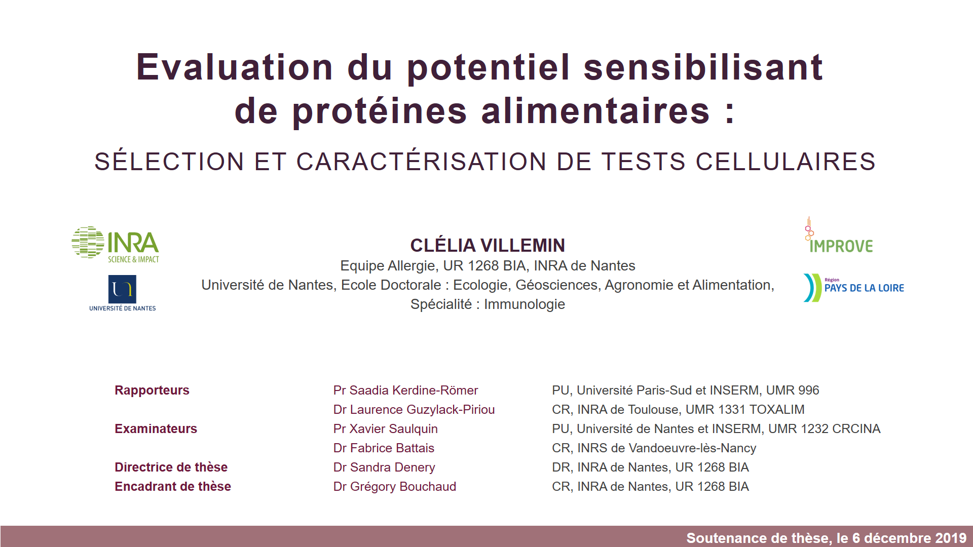 Evaluation du potentiel sensibilisant de protéines alimentaires : sélection et caractérisation de tests cellulaires